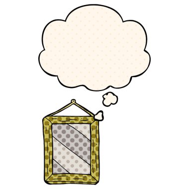 çizgi film aynası ve çizgi roman tarzında düşünce balonu