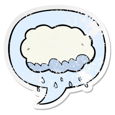karikatür yağmur bulutu ve konuşma balonu sıkıntılı etiket