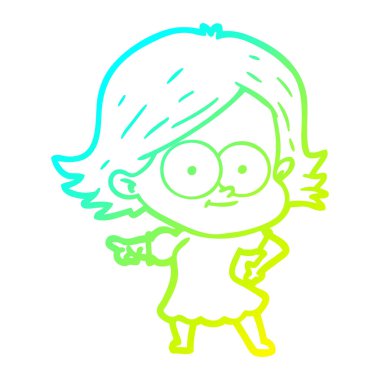 soğuk degrade çizgi çizim mutlu karikatür kız