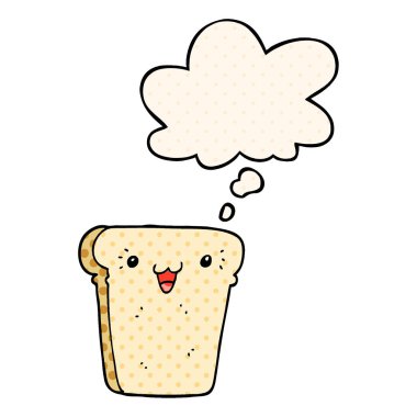 çizgi roman tarzında ekmek ve düşünce balonu karikatür dilim