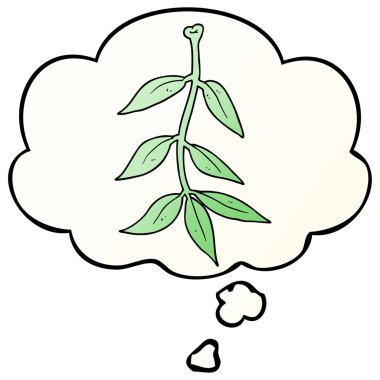 çizgi film yaprakları ve pürüzsüz degrade tarzında kabarcık düşünce