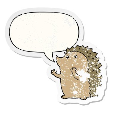 karikatür kirpi ve konuşma balonu sıkıntılı etiket