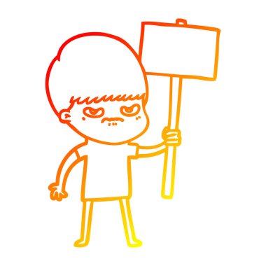 sıcak degrade çizgi çizim kızgın karikatür çocuk protesto