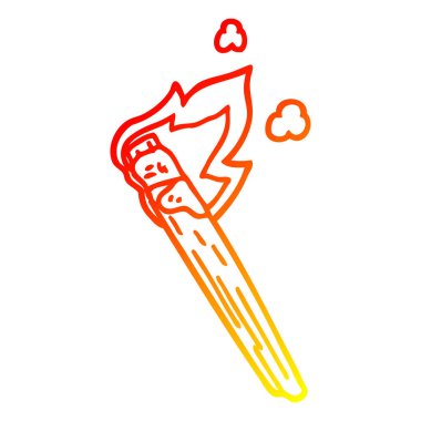 sıcak degrade çizgi çizim karikatür yanan meşale marka