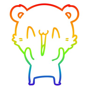 gökkuşağı degrade çizgi çizim mutlu ayı karikatür