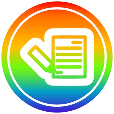 gökkuşağı spektrumunda belge ve kalem dairesel