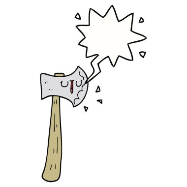 karikatür balta ve konuşma balonu