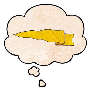 karikatür sallayarak afiş ve grunge doku patte düşünce balonu