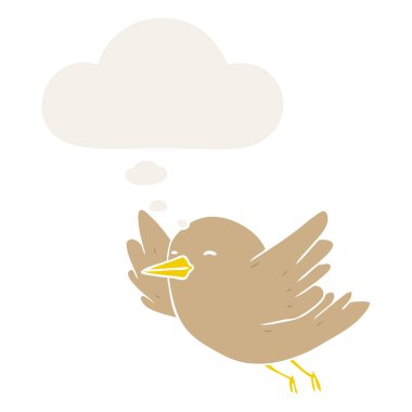 retro tarzında karikatür kuş ve düşünce balonu