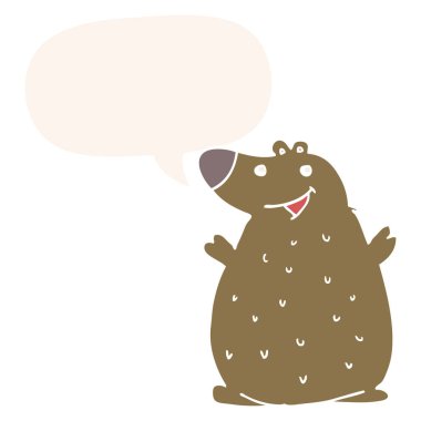 retro tarzında karikatür mutlu ayı ve konuşma balonu