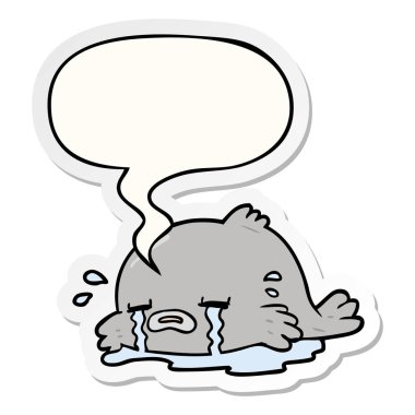 karikatür balık ve konuşma kabarcık etiket ağlayan