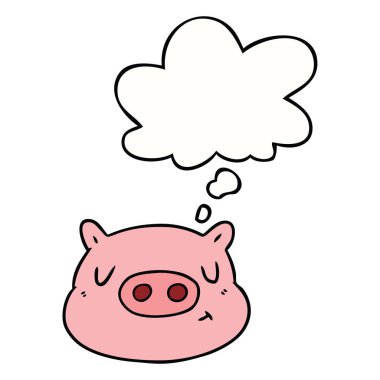 karikatür domuz yüz ve düşünce balonu