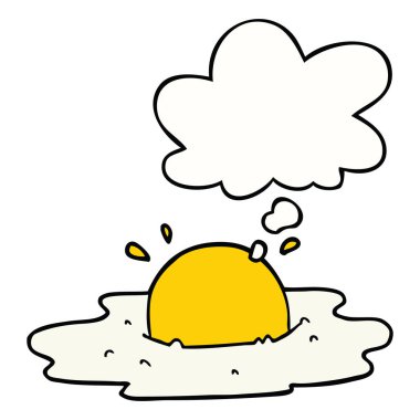 karikatür kızarmış yumurta ve düşünce balonu