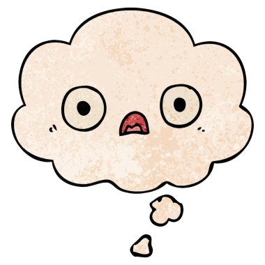sevimli karikatür yüz ve grunge doku desen s düşünce balonu