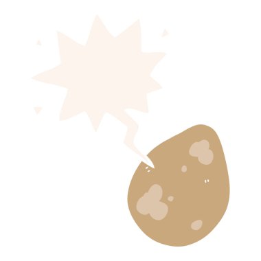 retro tarzında karikatür yumurta ve konuşma balonu