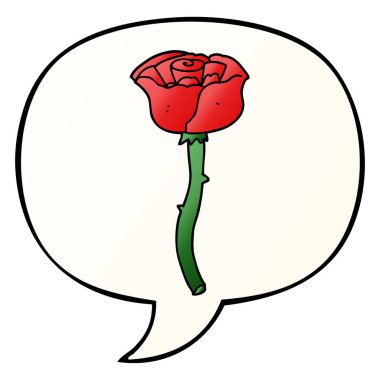 düzgün degrade tarzında karikatür çiçek ve konuşma balonu