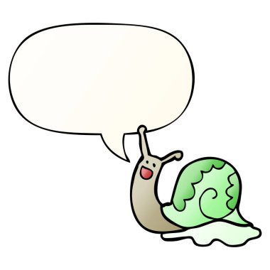 pürüzsüz degrade tarzında sevimli karikatür salyangoz ve konuşma balonu