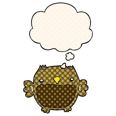 çizgi film baykuş ve çizgi roman tarzında düşünce balonu