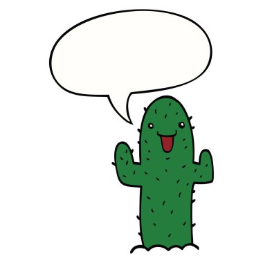 karikatür kaktüs ve konuşma balonu