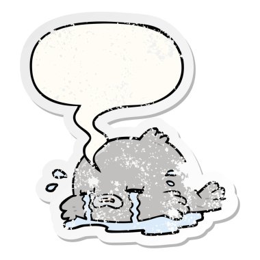 karikatür ağlayan balık ve konuşma balonu sıkıntılı etiket