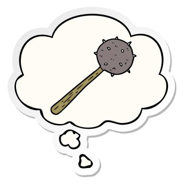 karikatür topuz ve baskılı bir etiket olarak kabarcık düşünce