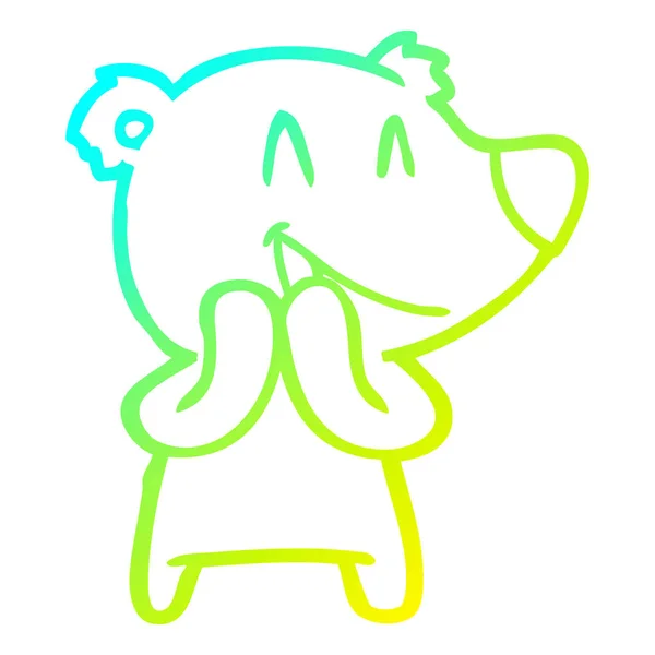 Холодная градиентная линия рисунок смеющийся медведь мультфильм — стоковый вектор