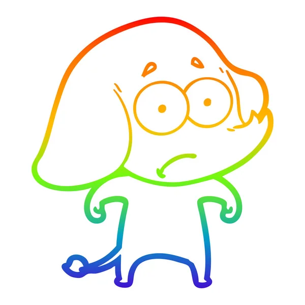虹のグラデーションライン描画漫画不確かな象 — ストックベクタ