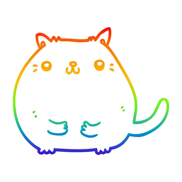 Rainbow gradient ligne dessin chat dessin animé — Image vectorielle