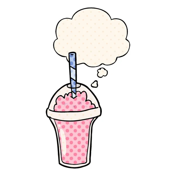 Çizgi roman tarzında karikatür smoothie ve düşünce balonu — Stok Vektör