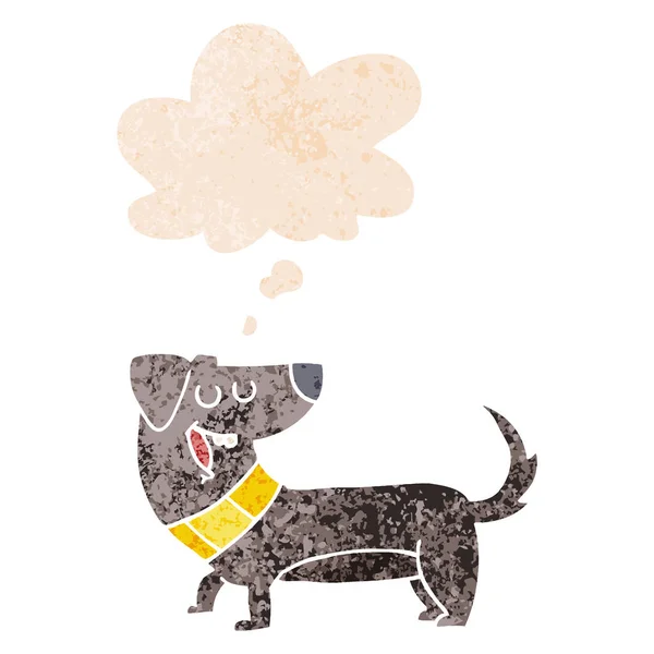 Kreskówka pies i myśl bańka w stylu retro teksturowane — Wektor stockowy