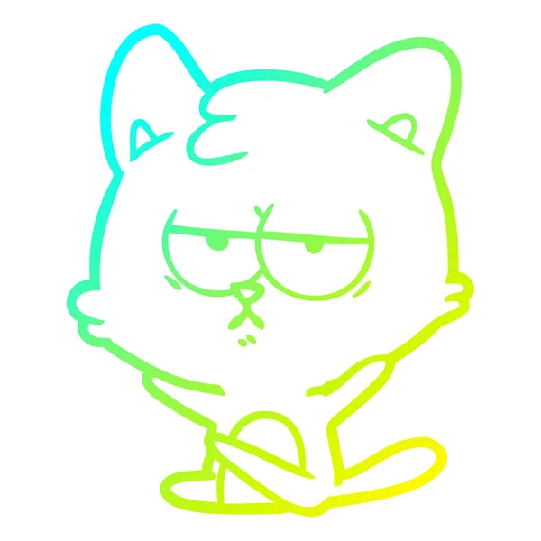 Soğuk degrade çizgi çizim sıkılmış karikatür kedi — Stok Vektör