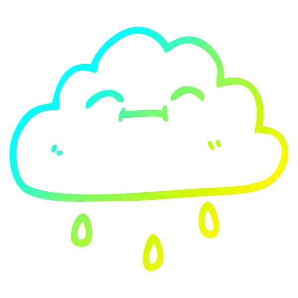 Froid dégradé ligne dessin dessin animé heureux pluie nuage — Image vectorielle