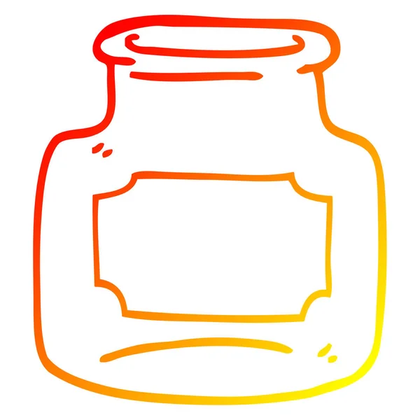Linha gradiente quente desenho desenhos animados de frasco de vidro transparente —  Vetores de Stock