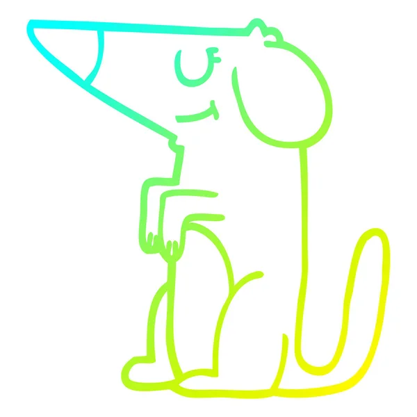 Koude gradiënt lijntekening cartoon goed opgevoede hond — Stockvector