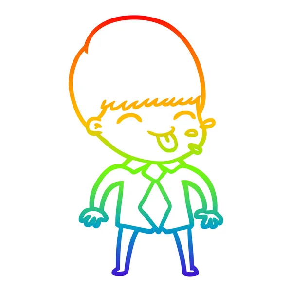 Regenboog gradiënt lijntekening cartoon onbeleefd man — Stockvector