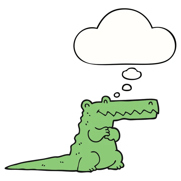 Cartoon krokodil en gedachte Bubble — Stockvector