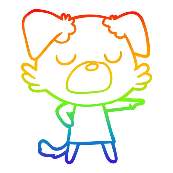 Rainbow gradient line drawing cartoon dog — Stock Vector