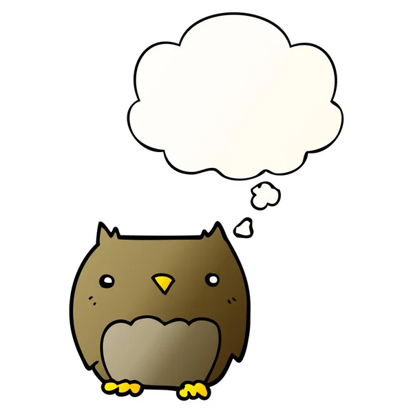 Leuke cartoon Owl en dacht bubble in gladde gradiënt stijl — Stockvector