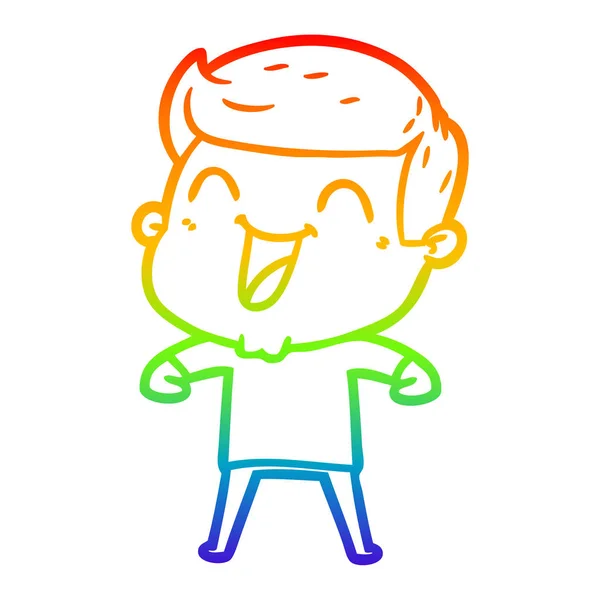 Rainbow gradient ligne dessin dessin homme dessin animé rire — Image vectorielle