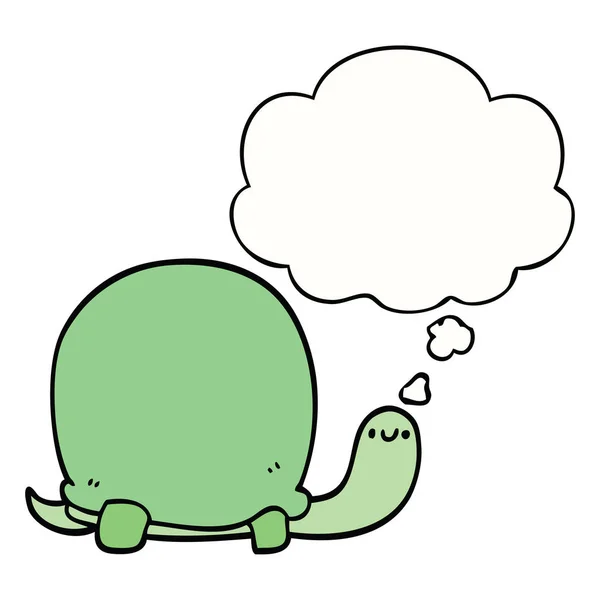 Carino cartone animato tartaruga e bolla di pensiero — Vettoriale Stock