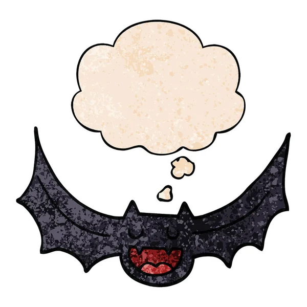 卡通蝙蝠和思想泡沫在粗糙纹理图案风格 — 图库矢量图片