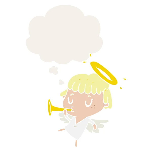 Cartoon Angel en dacht bubble in retro stijl — Stockvector