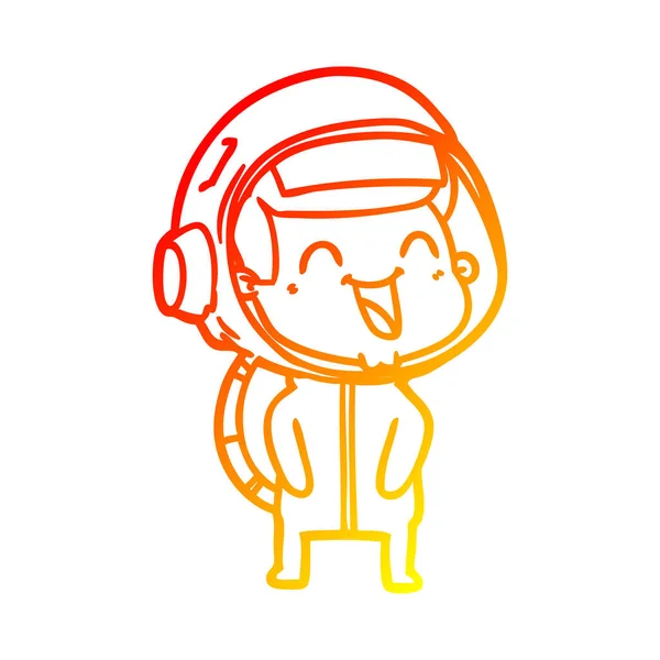 Linha gradiente quente desenho feliz dos desenhos animados astronauta — Vetor de Stock