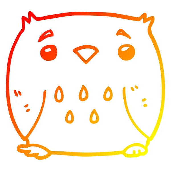 Dessin de ligne gradient chaud hibou dessin animé — Image vectorielle