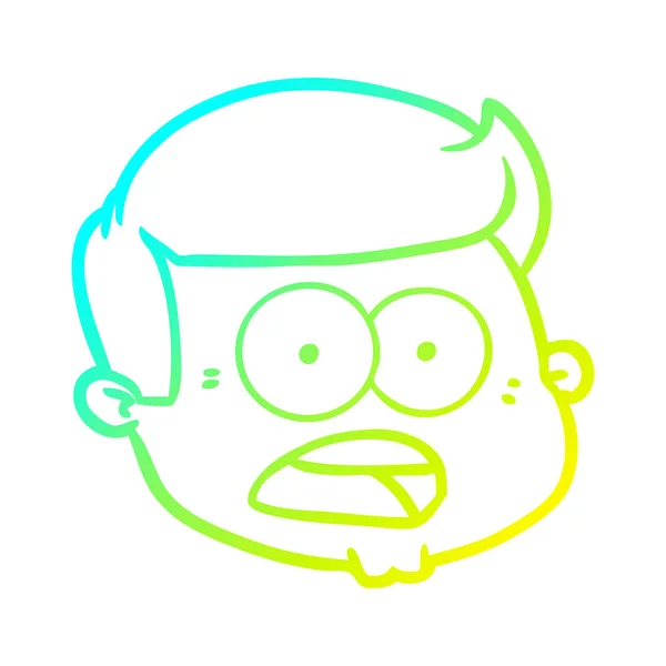 Linea gradiente freddo disegno cartone animato volto maschile — Vettoriale Stock
