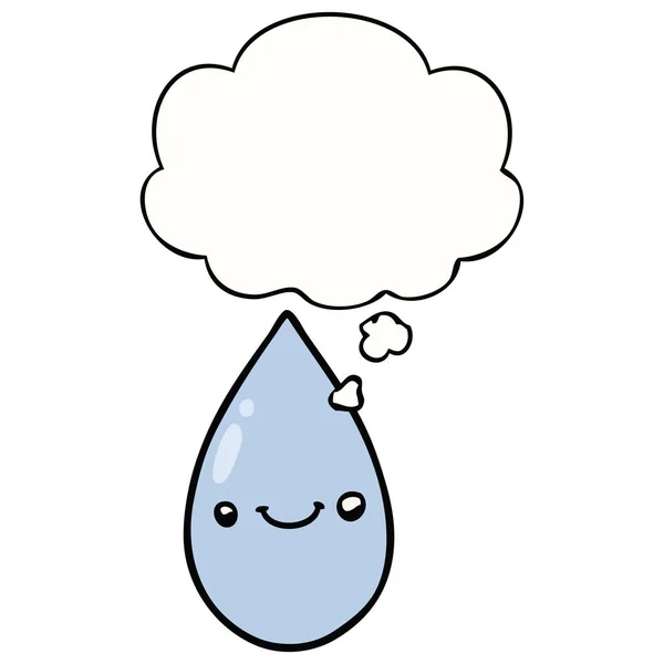 Cartoon cute regendruppel en gedachte Bubble — Stockvector