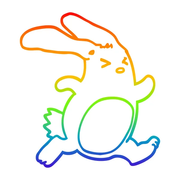 Gradient arc-en-ciel dessin ligne lapin dessin animé — Image vectorielle