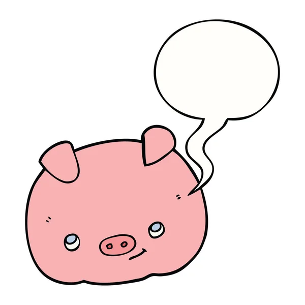 Dessin animé cochon heureux et bulle de parole — Image vectorielle