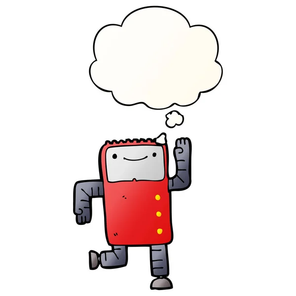 Cartoon robot en gedachte bubble in gladde gradiënt stijl — Stockvector