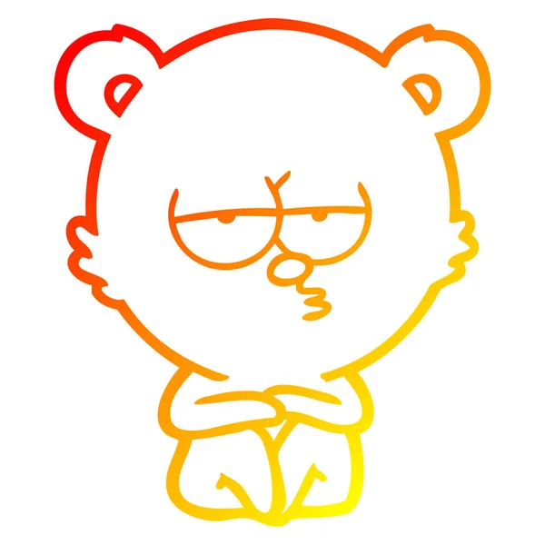 暖かいグラデーションライン描画退屈なホッキョクグマ座っている漫画 — ストックベクタ